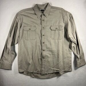 Bugle Boy Mens Long Sleeve Button Up Shirt Khaki XL Cotton Work Casual